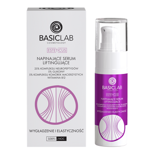 Napinające serum liftingujące 25% kompleksu neuropeptydów, 5% glikoiny, 5% kompleksu komórek macierzystych, witamina B12, Wygładzenie i Elastyczność